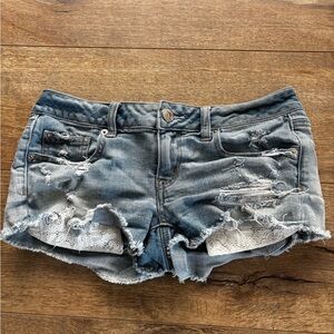 American Eagle Blue Jean Shorts Distressed Cut-Off